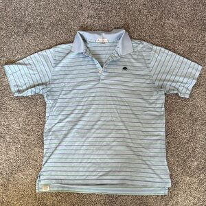 Peter Millar Light Blue and Green Striped Polo